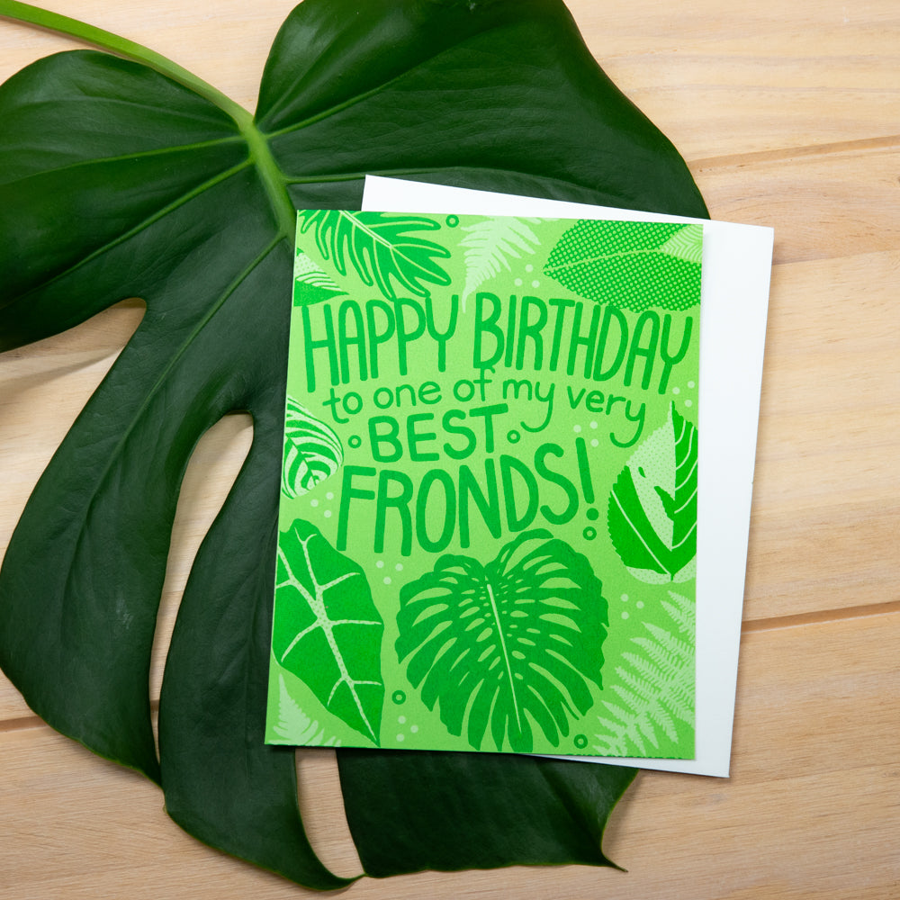 monstera leaf birthday card, birthday card for best friend, happy birthday  to a best frond, bday card for plant lover