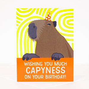 capybara with a party hat birthday card