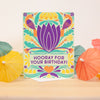colorful folk inspired birthday card with a tropical motif