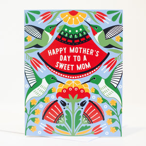 ruby throated hummingbird mothers day card