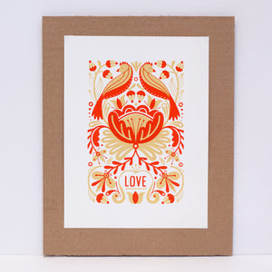 folk art print for gallery wall that says the word love on it