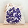 tote bag with purple cats on it