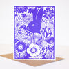 rabbit in a flower garden blank card for all occasion