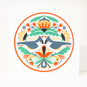 tufted titmouse hex sign art print
