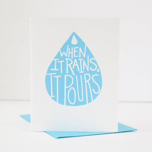 sympathy card for a friend when it rains it pours teardrop card by exit343design