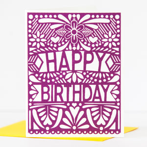 papel picado inspired birthday card in purple by exit343design