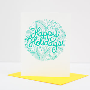 floral happy holidays card, blank greeting cards by exit343design