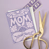 purple folk art Mother's Day card, decorative Mother's Day card, floral Mother's Day card