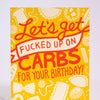 funny birthday card with pasta and carbs