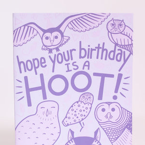 hope your birthday is a hoot purple owl birthday card