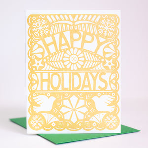 metallic gold papel picado holiday card