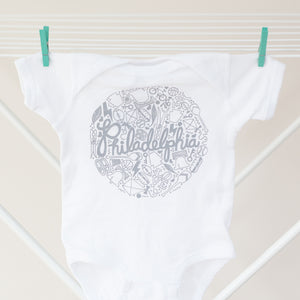 philadelphia icons gender neutral baby onesie