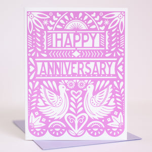 purple papel picado inspired anniversary card for wedding