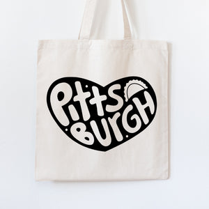 Tote bag with 'Pittsburgh' design on a white background