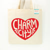 Heart Charm City Tote Bag, Eco-Friendly Cotton Canvas Market Bag
