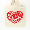 Heart Long Beach Island Tote Bag, Eco-Friendly Cotton Canvas Market Bag