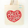 Heart Rhode Island Tote Bag, Eco-Friendly Cotton Canvas Market Bag