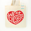 Heart West Chester Tote Bag, Eco-Friendly Cotton Canvas Market Bag