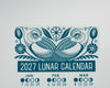 2027 Lunar Calendar with Owls- Handprinted Moon Phases Wall Art