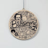 Baltimore Christmas tree ornament, Charm City icons holiday ornament, wooden Baltimore ornament