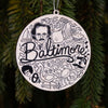 Baltimore Christmas tree ornament, Charm City icons holiday ornament, wooden Baltimore ornament