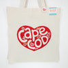 Heart Cape Cod Tote Bag, Eco-Friendly Cotton Canvas Market Bag