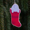 Florida manatee ornament, manatee in a Christmas stocking holiday ornament, manatee Christmas tree ornament, Florida Christmas ornament