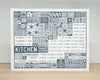 Kitchen Conversion Chart Art Print | Cooking & Baking Measurements Kitchen Wall Decor in Gray