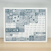 Kitchen Conversion Chart Art Print | Cooking & Baking Measurements Kitchen Wall Decor in Gray
