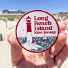 Vintage-inspired Long Beach Island sticker, Barnegat Light flag sticker