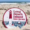 Vintage-inspired Long Beach Island sticker, Barnegat Light flag sticker