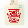 Lancaster tote bag, Lancaster County souvenir tote, PA Dutch Distelfink art for Lancaster