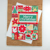 Modern Quilted Pattern Merry Christmas Card, Holiday Quilt Pattern Card