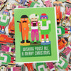 The Three Wiseguys of Philadelphia Christmas card, Funny Philly card with Kelce, Phanatic, Gritty