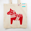 Dala horse tote bag, Swedish Dala horse tote bag, tote bag with Dala horse print