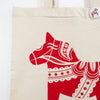 Dala horse tote bag, Swedish Dala horse tote bag, tote bag with Dala horse print