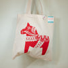 Dala horse tote bag, Swedish Dala horse tote bag, tote bag with Dala horse print