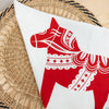 Swedish Dala horse printed tea towel, Dala horse cotton kitchen towel, cute folk tea towel for kitchen