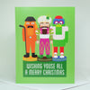 The Three Wiseguys of Philadelphia Christmas card, Funny Philly card with Kelce, Phanatic, Gritty