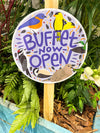 bird feeder outdoor garden sign, garden decor sign, garden welcome sign, bird buffet sign for garden, bird feeder sign