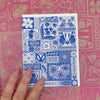 folk art tile art card, blank decorative card for any occasion, folk floral pattern blank greeting card