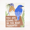 new parent congratulations card for baby shower with eastern bluebird illustration
