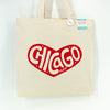 Heart Chicago Tote Bag, Eco-Friendly Cotton Canvas Market Bag, Chicago souvenir tote bag
