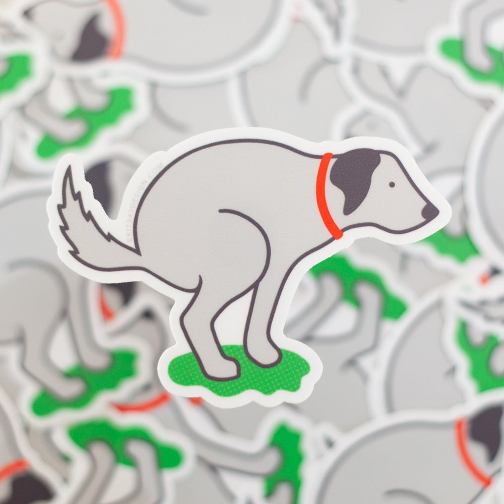 funny dog sticker, dog pooping sticker, dog poop illustration, funny d ...