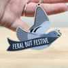 Festive And Feral Pigeon Tree Ornament- Funny Pigeon Ornament for Christmas Tree