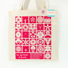 flower tote bag, gift for flower lover, alphabetical flowers tote bag, modern floral print tote bag