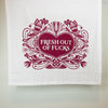 Snarky printed tea towel, Fresh Out of Fucks cotton kitchen towel, funny adult tea towel for kitchen