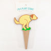 pooping dog art plant stake for houseplant