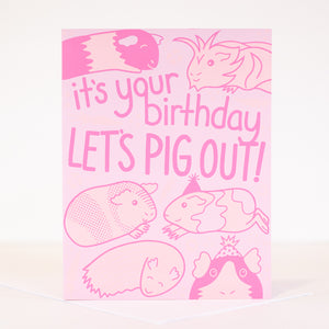 funny guinea pig birthday card in pink