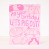 funny guinea pig birthday card in pink
